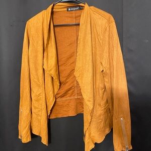 Stylish orange blazer , size medium , faux suede